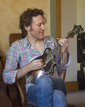 Dave playing a Gibson Loar mandolin.