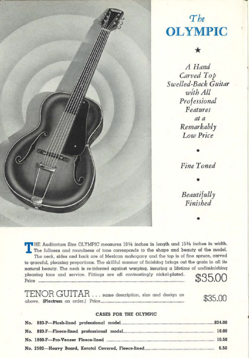 1937 Epiphone Olympic sales catalogue